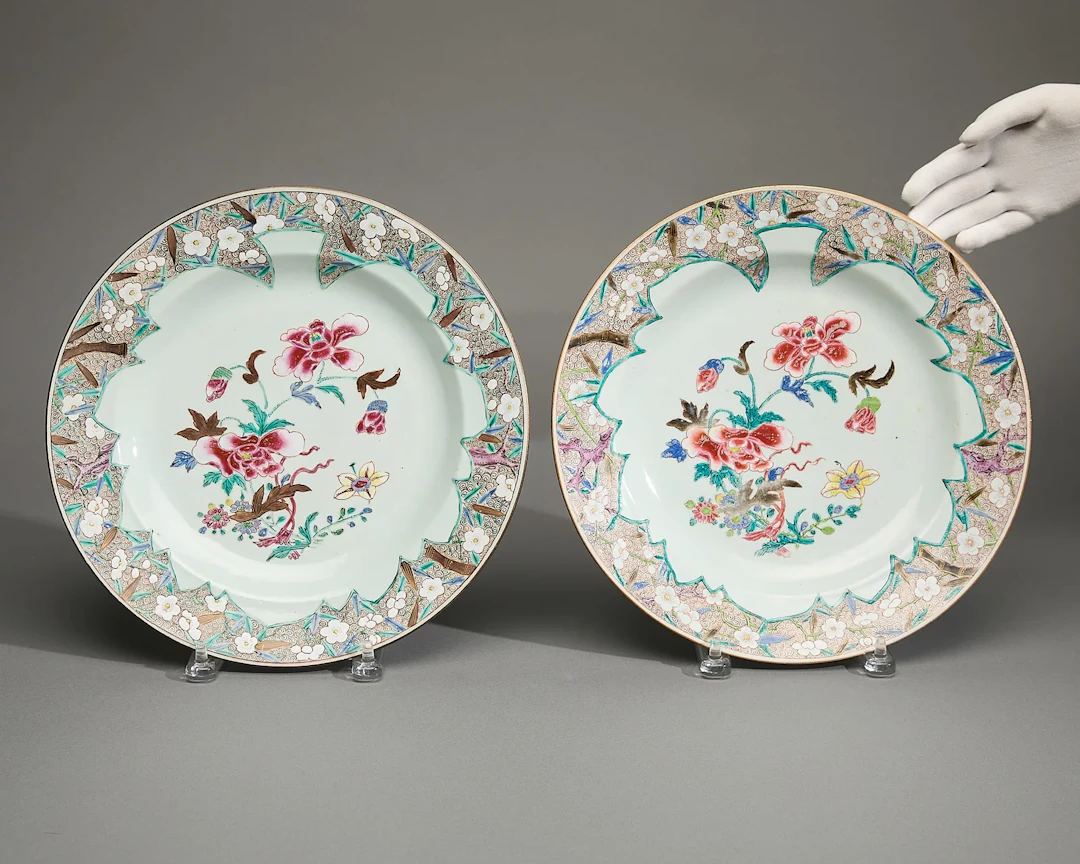 Pair Chinese Export Famille Rose Dishes