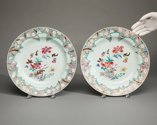 Pair Chinese Export Famille Rose Dishes