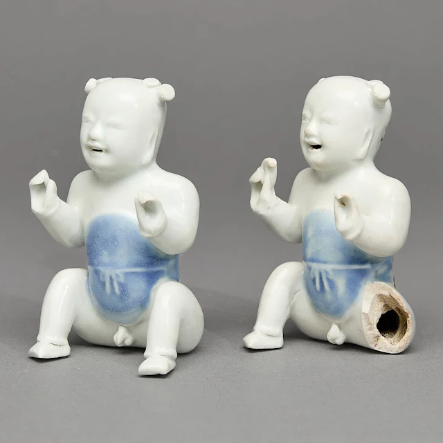 Export Nanking Cargo Blue & White Laughing Boys