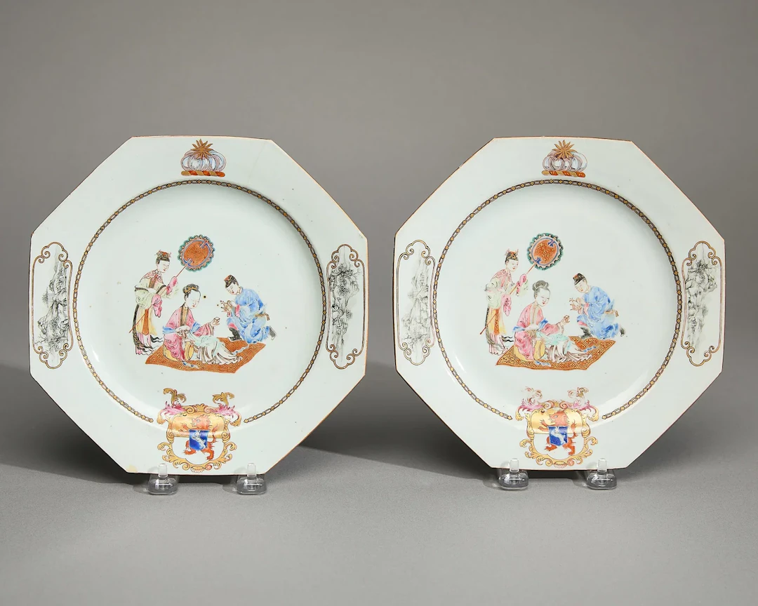 Pr Octagonal Armorial Plates - Powell/Cleland