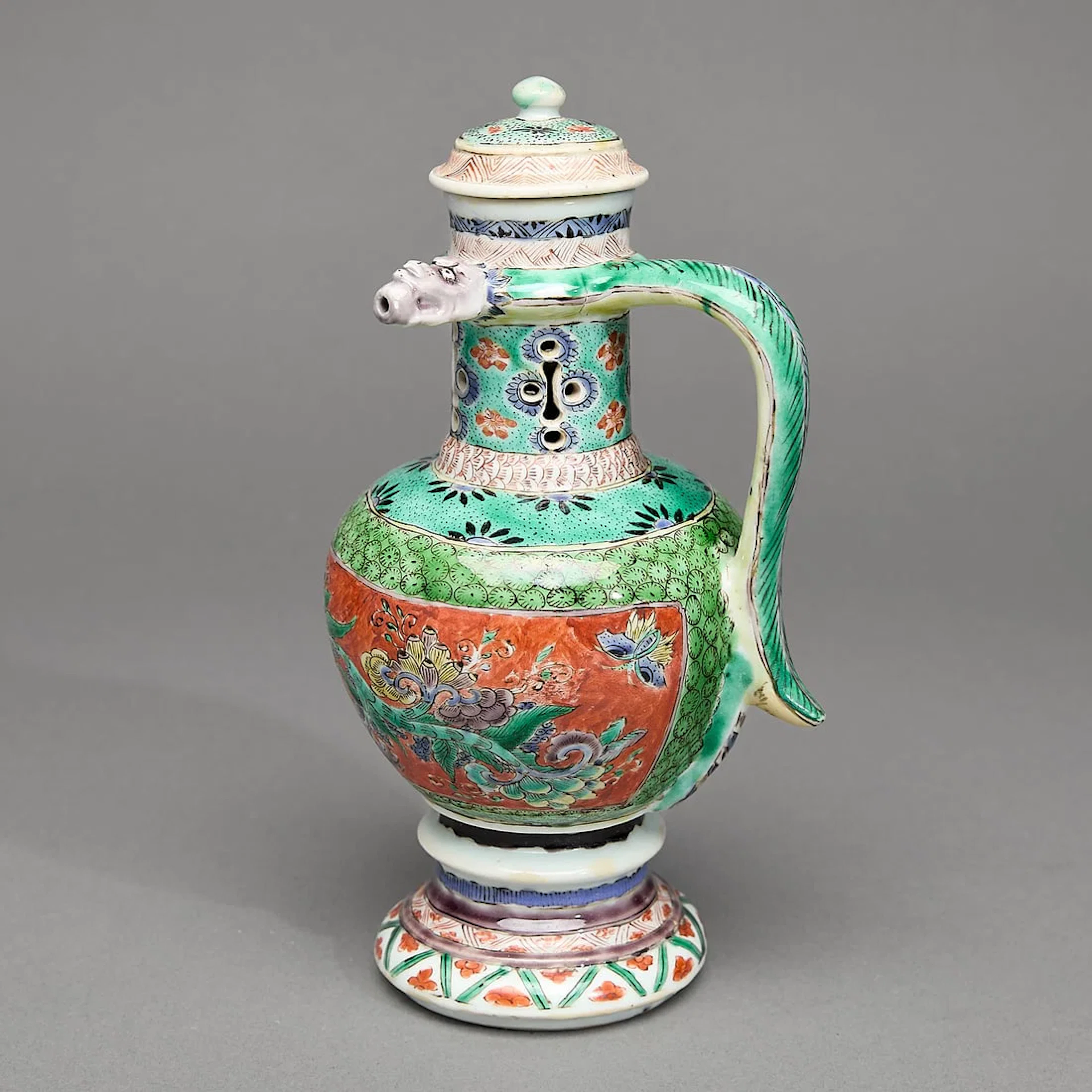 Rare Export Green-Ground Famille Verte Puzzle Jug