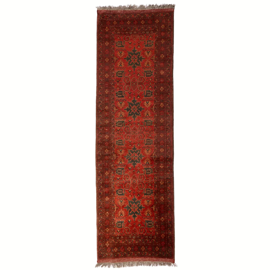 Pakistan Tribal Bokhara Wool Runner Rug 9'5"x2'11"