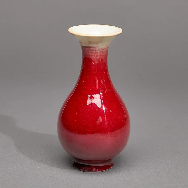 Chinese Porcelain Yuhuchunping Copper Red Vase