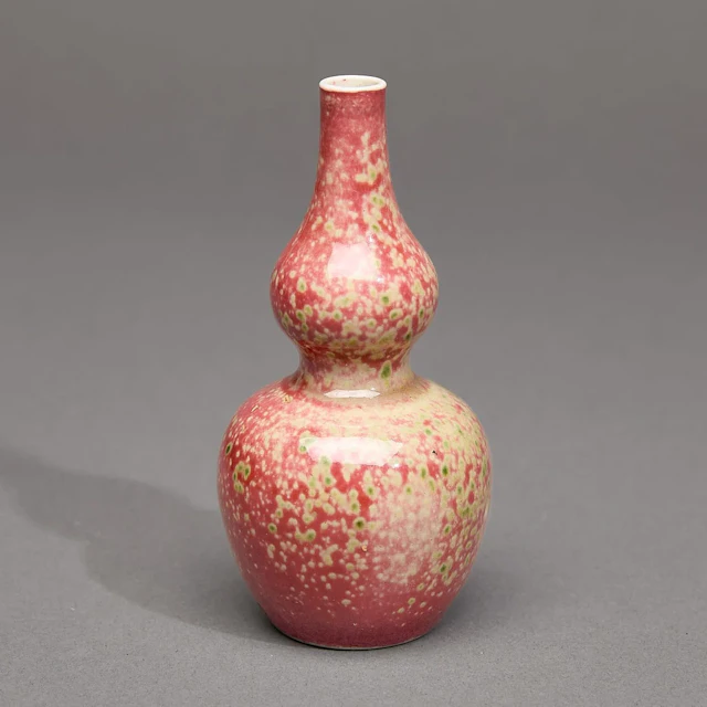Chinese Qing Porcelain Huluping Peach Bloom Vase