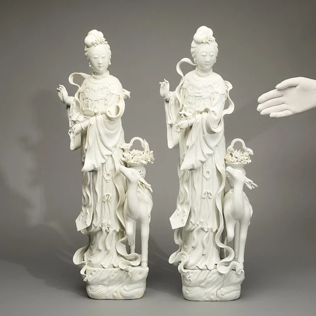 Pr Lrg Chinese Blanc de Chine Xi Wangmu Figures