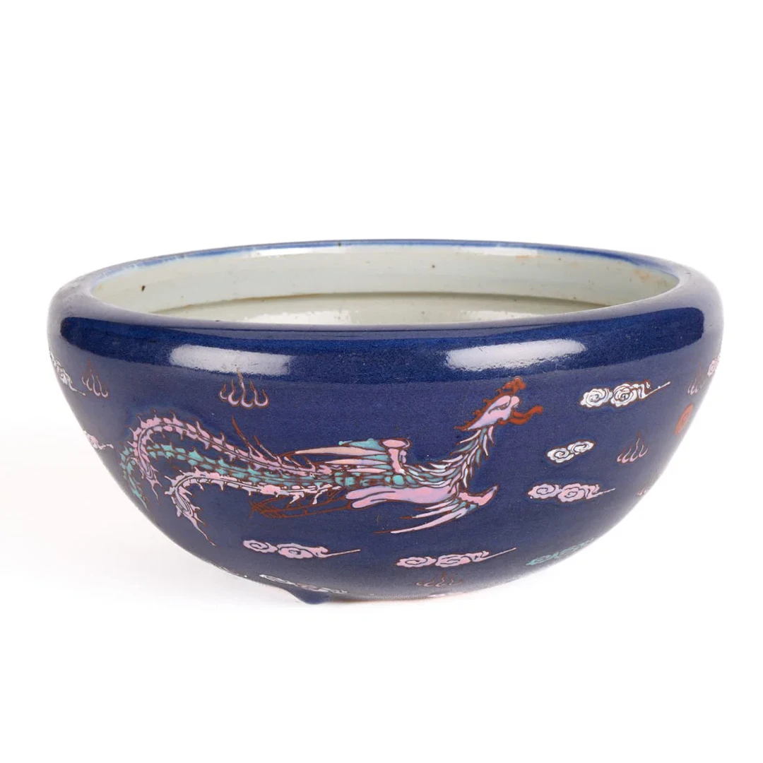Chinese Qing Powder Blue Porcelain Alms Bowl