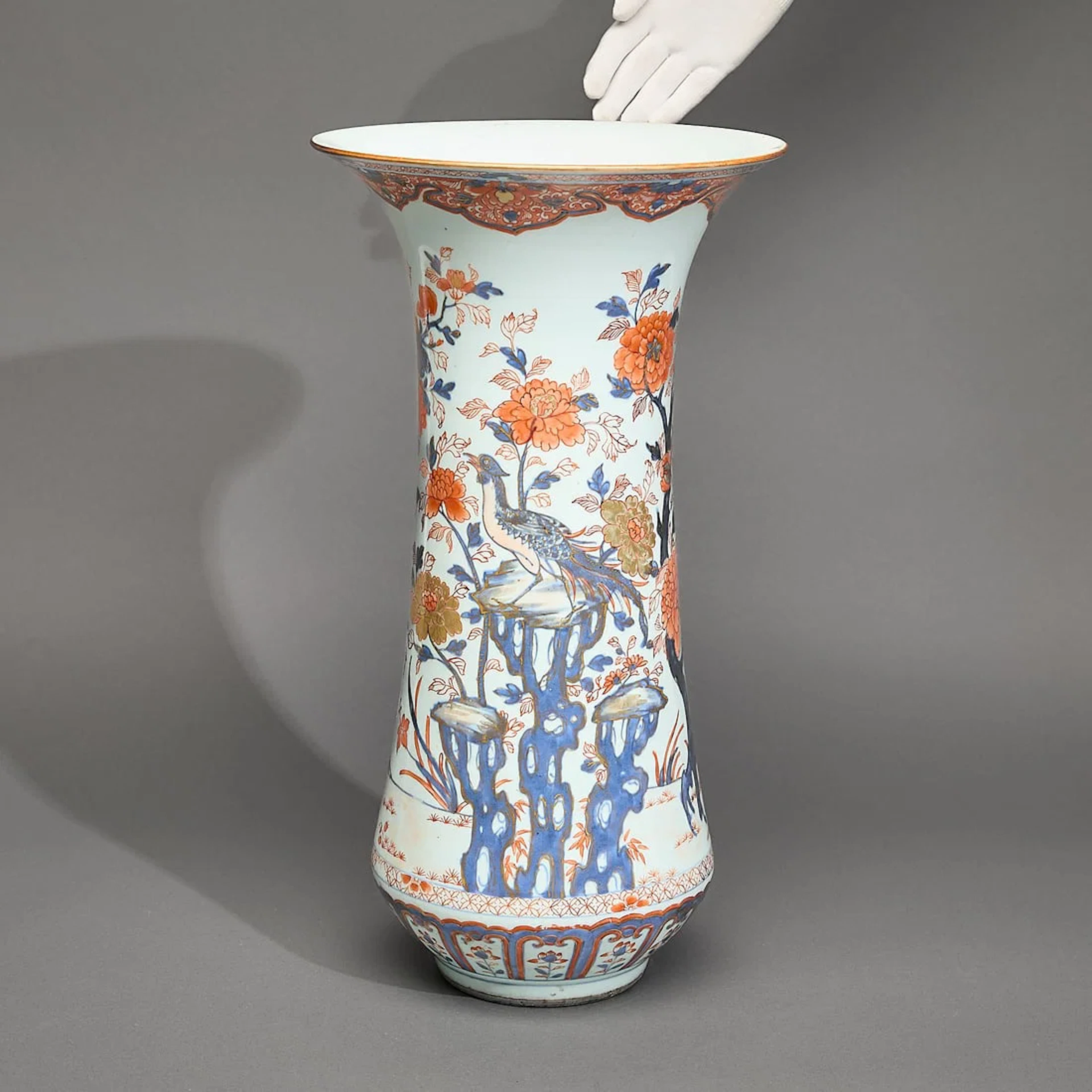 Lrg Chinese Imari Porcelain Beaker Vase