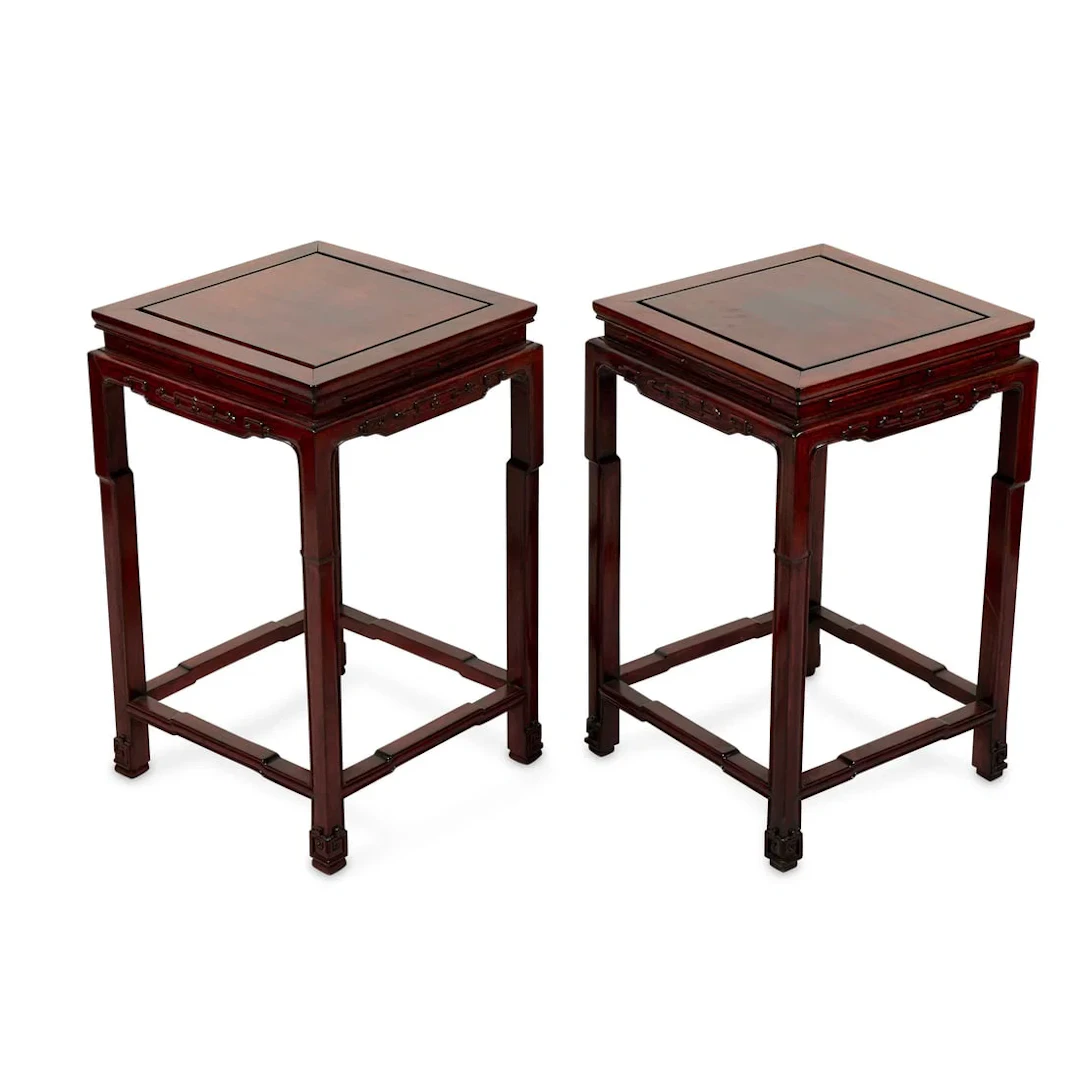 Pr Contemporary Chinese Hardwood Side Tables