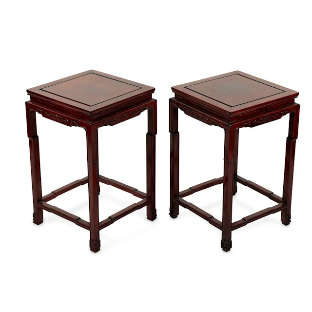 Pr Contemporary Chinese Hardwood Side Tables