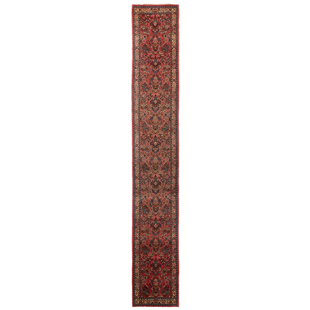 Persian Sarouk Floral Runner Rug 16'9" x 3'