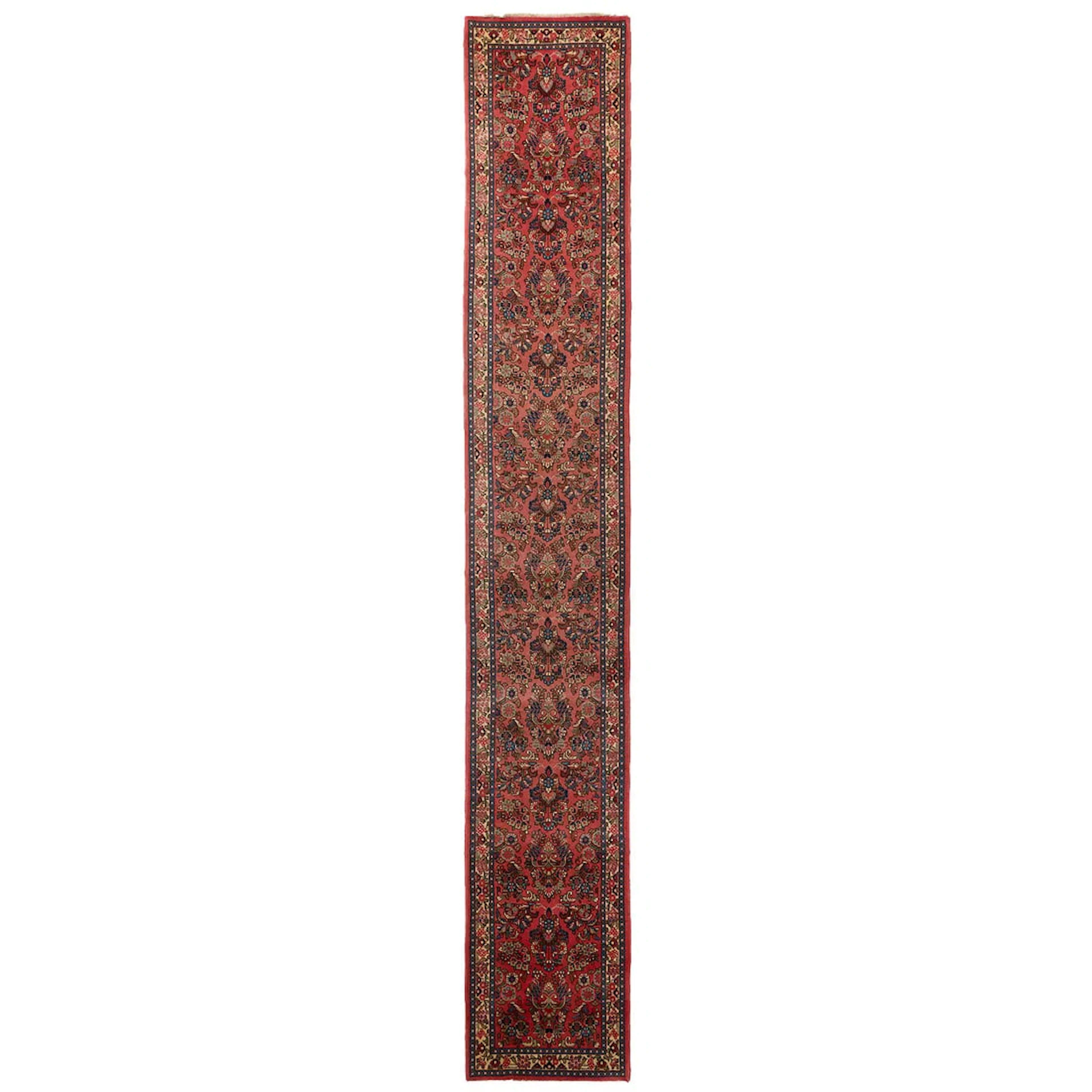 Persian Sarouk Floral Runner Rug 16'9" x 3'