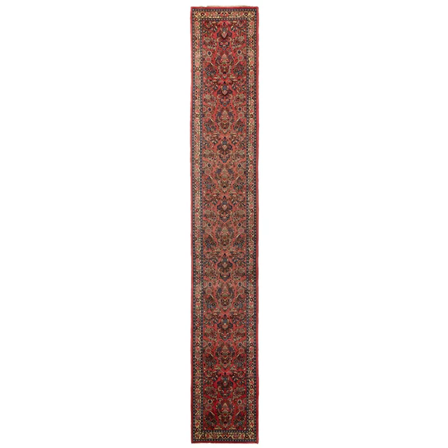 Persian Sarouk Floral Runner Rug 16'9" x 3'
