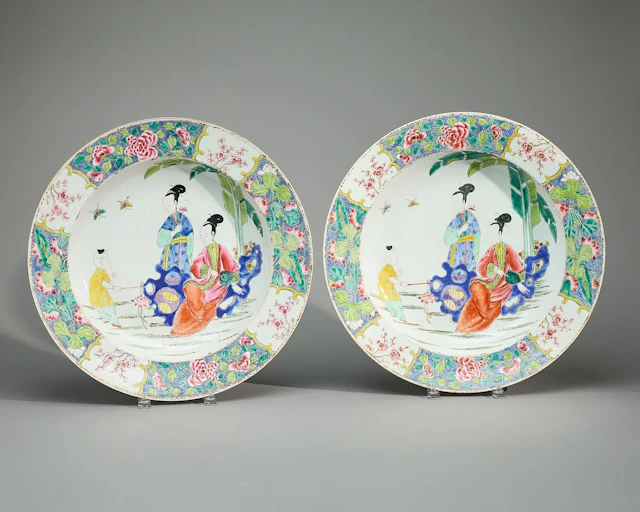 Large Pair Chinese Export Famille Rose Chargers
