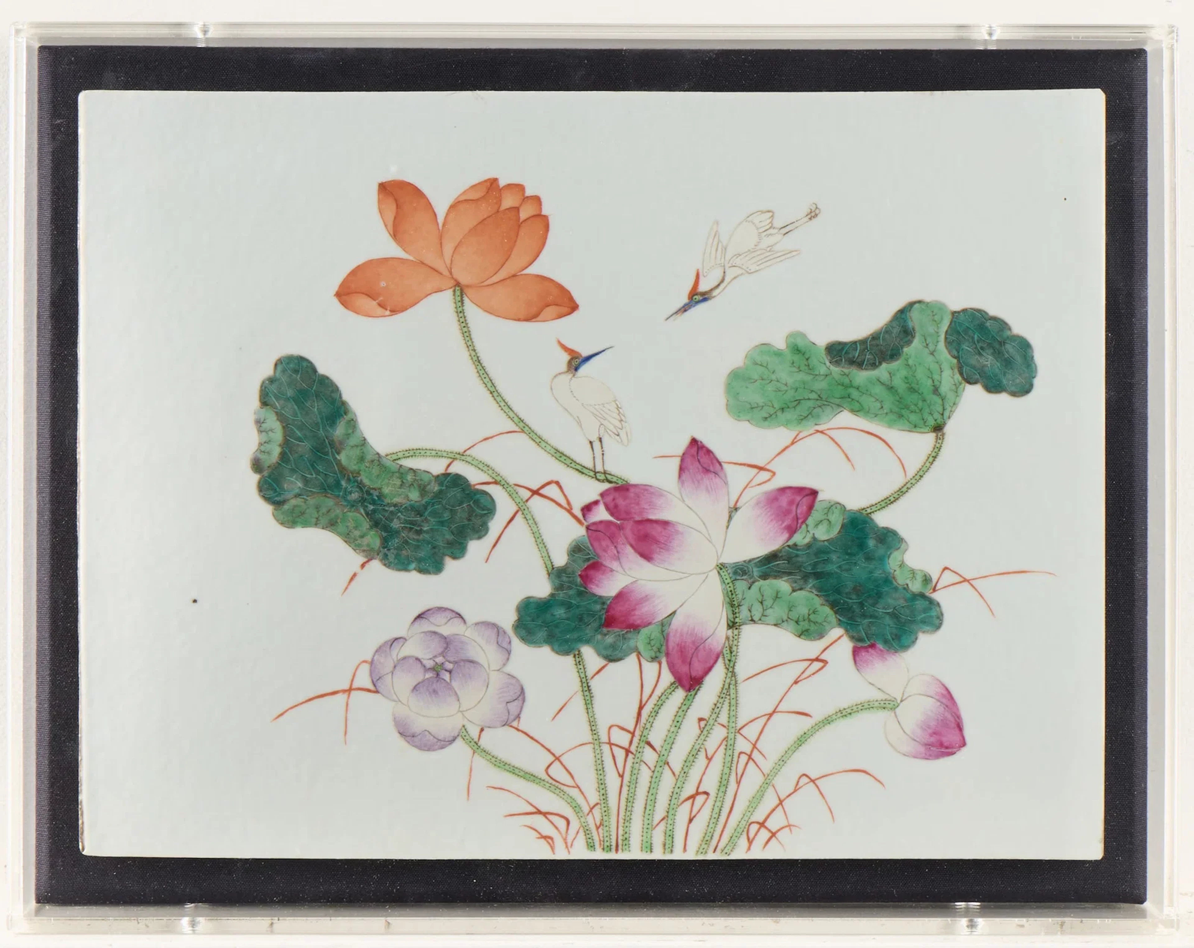 Chinese Qing Famille Rose Porcelain Floral Plaque