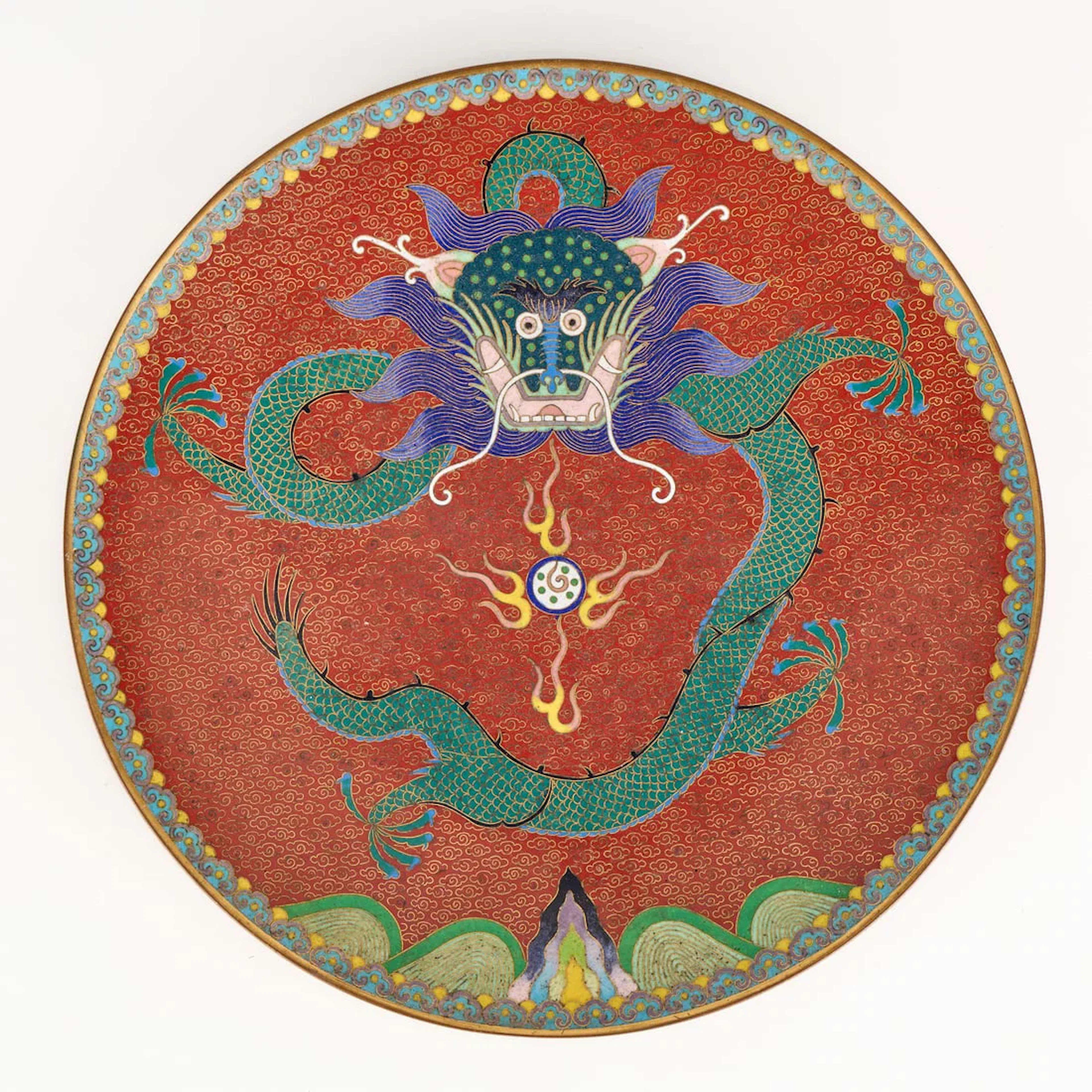 Chinese PRC Cloisonne Plate - Marked Lao Tian Li