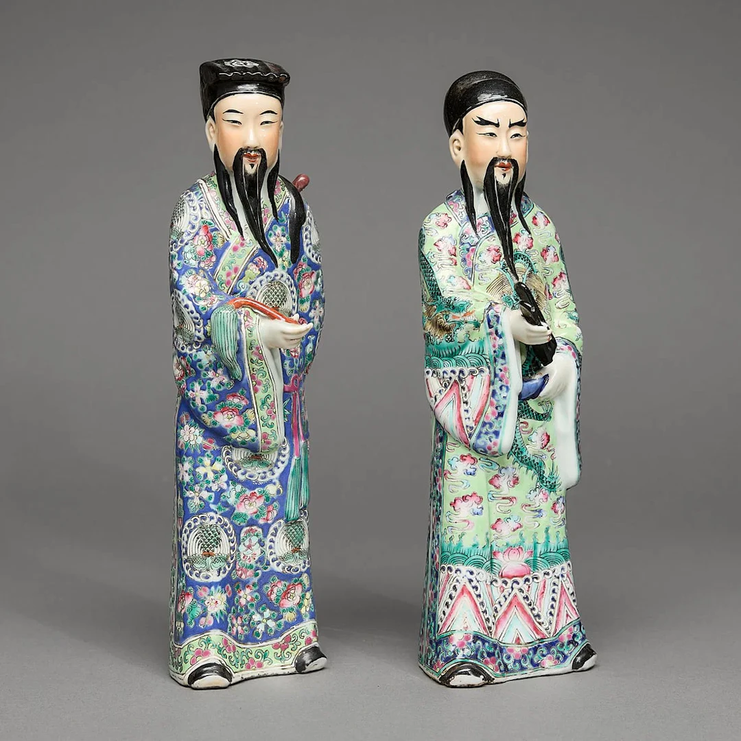 Pr Chinese Famille Rose Porcelain Scholars Figures