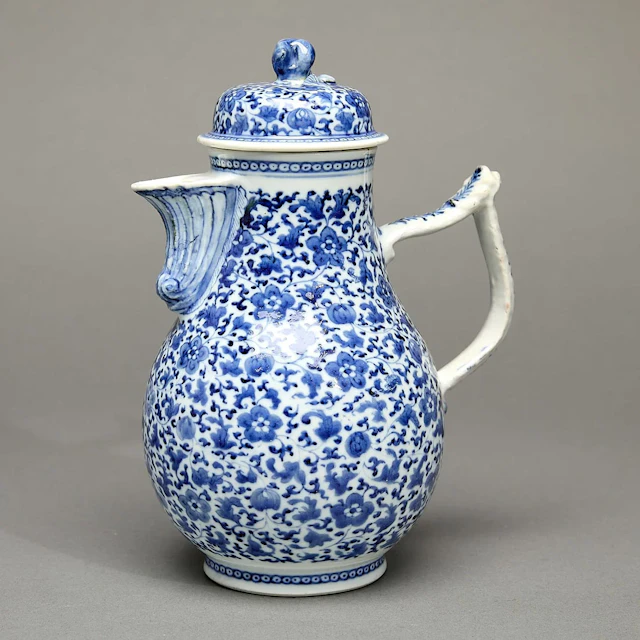 Chinese Export Blue & White Coffee Pot