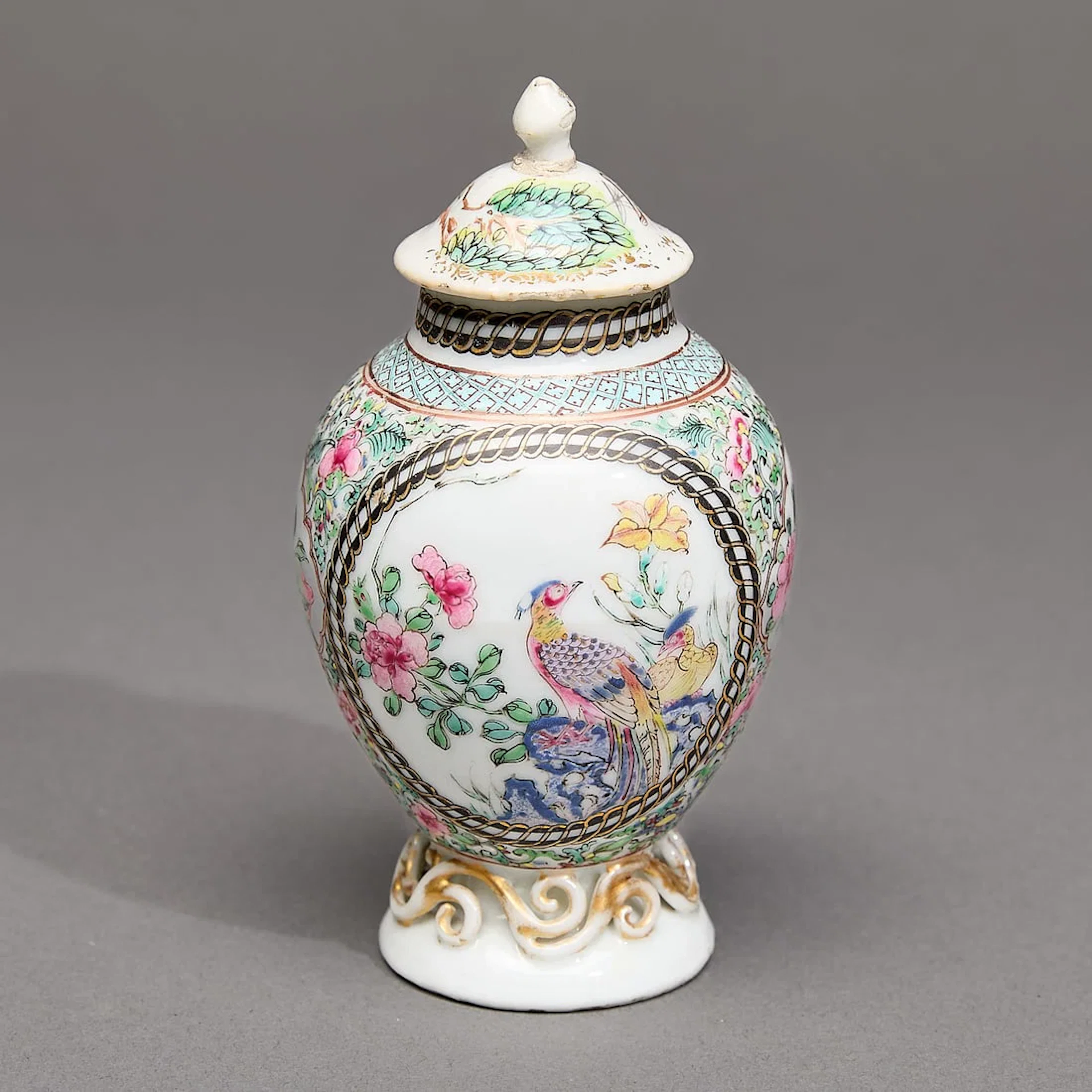 Chinese Export Famille Rose Tea Caddy