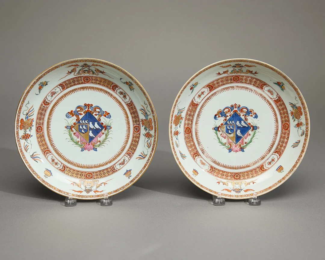 Pair Armorial Saucer Dishes - Frederick/Marescoe