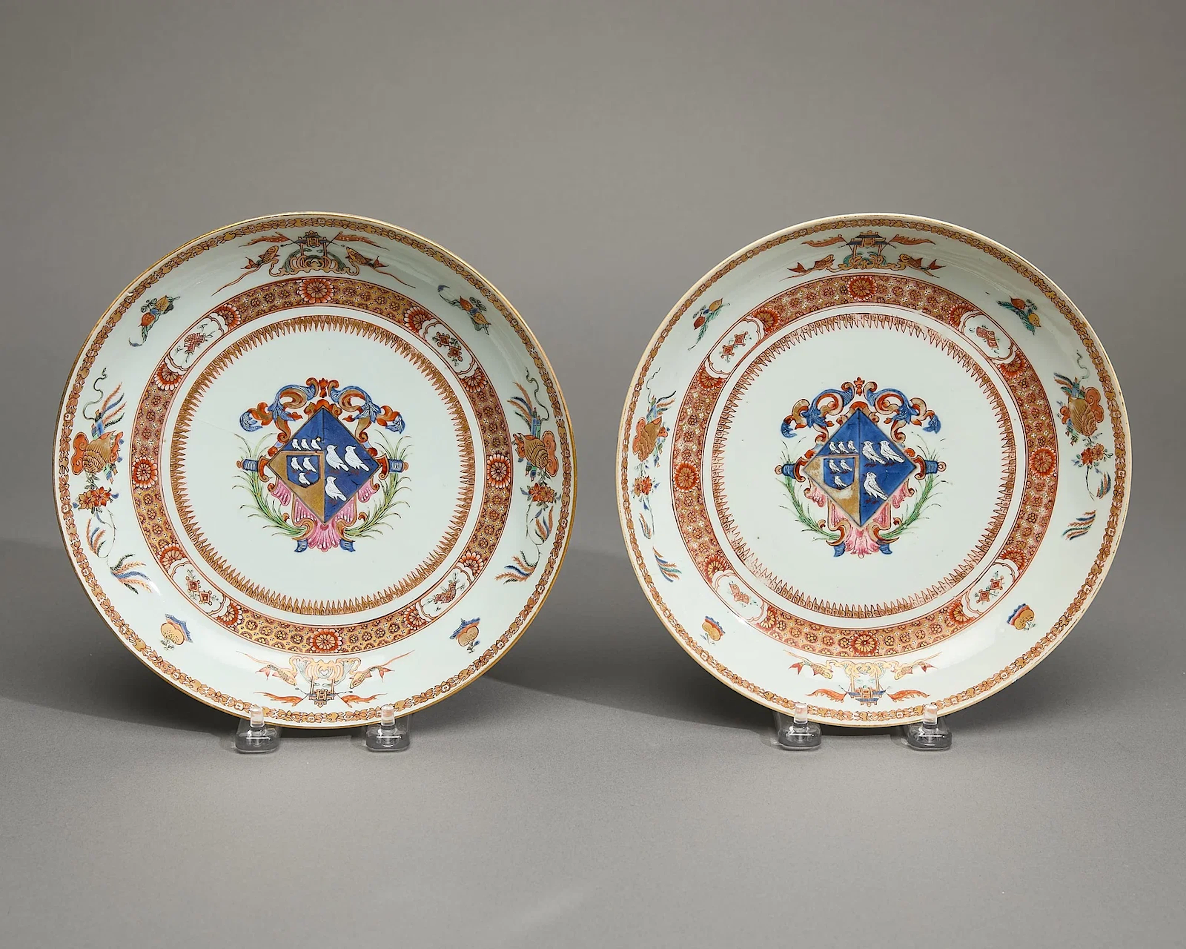 Pair Armorial Saucer Dishes - Frederick/Marescoe