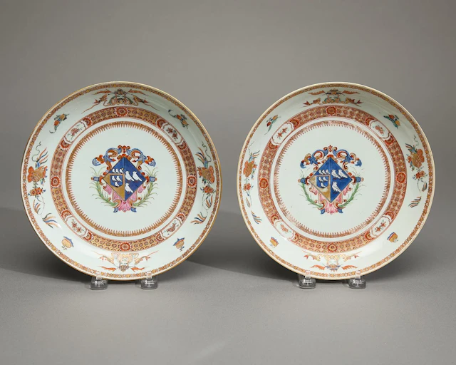 Pair Armorial Saucer Dishes - Frederick/Marescoe