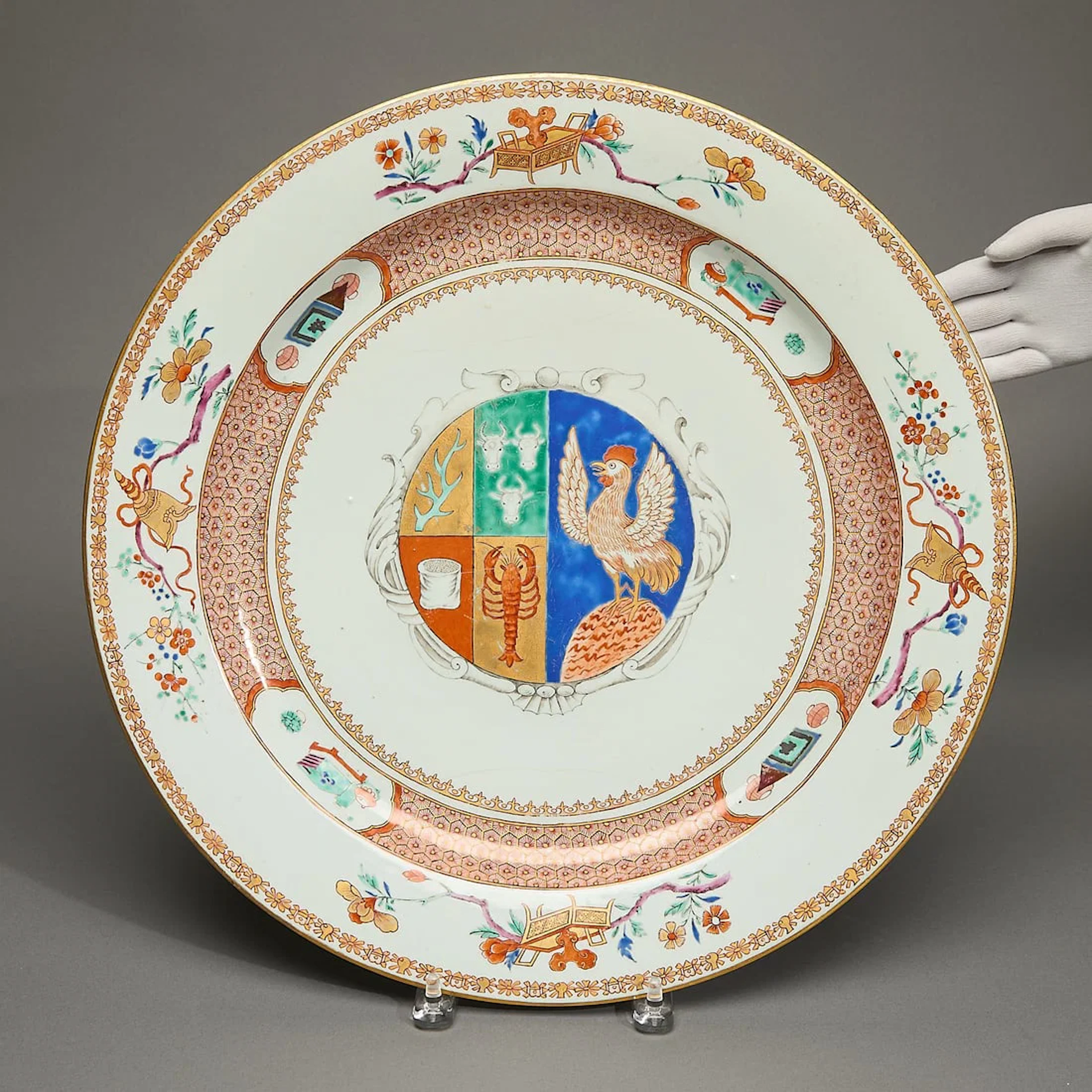 Large Chinese Export Dutch Market Armorial Charger