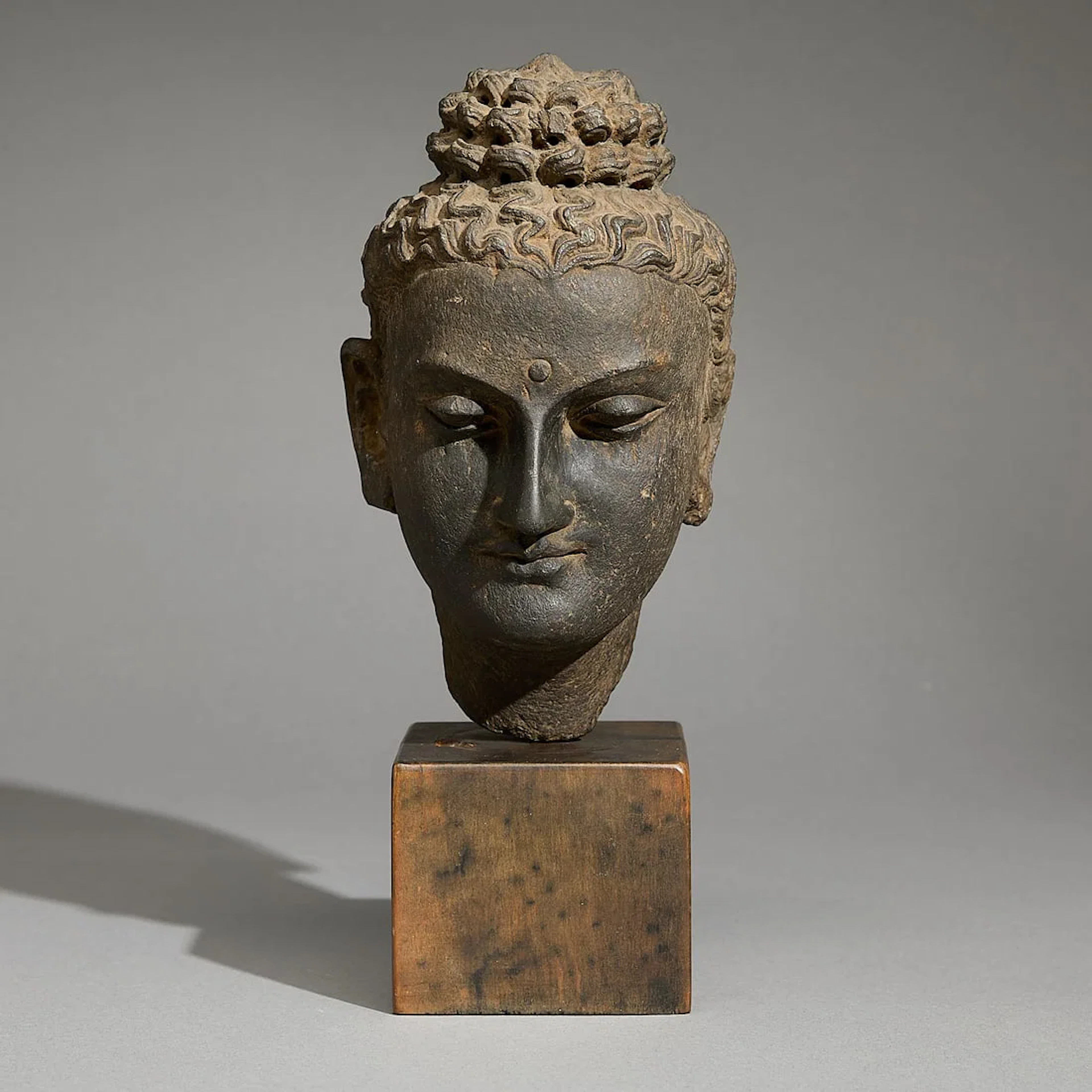 Ancient Gandharan Carved Schist Head of Buddha