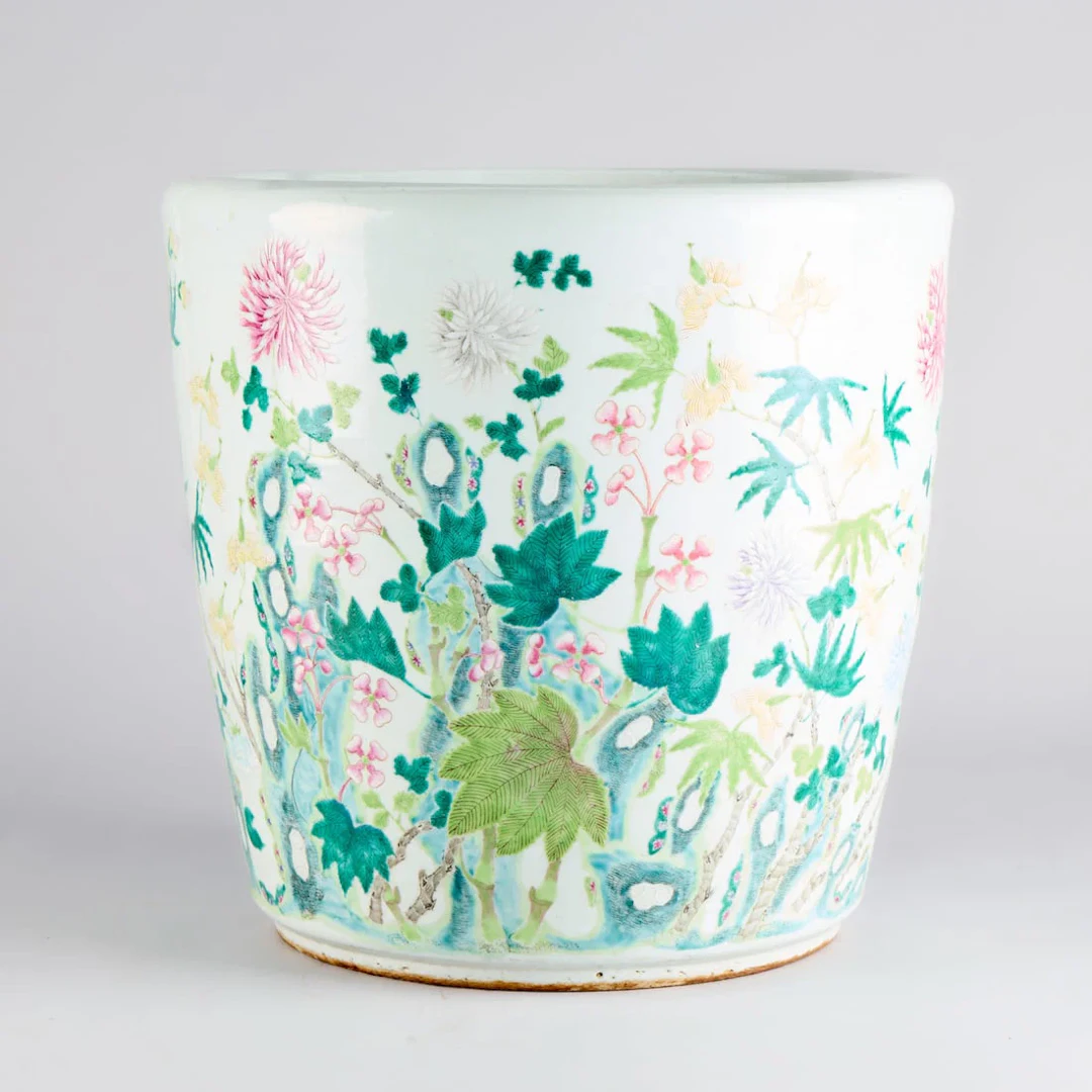 Chinese Famille Rose Porcelain Floral Jardiniere