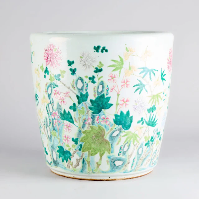 Chinese Famille Rose Porcelain Floral Jardiniere