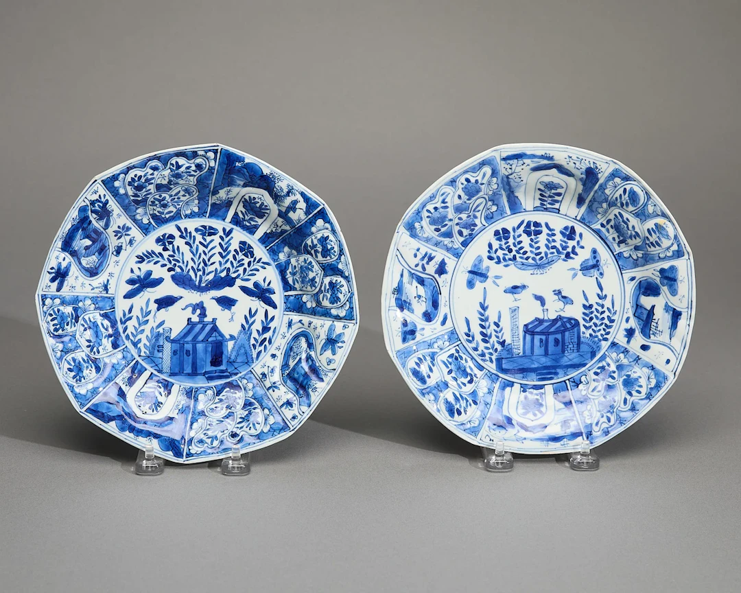 Pair "Cuckoo on the House" Octagonal Plates