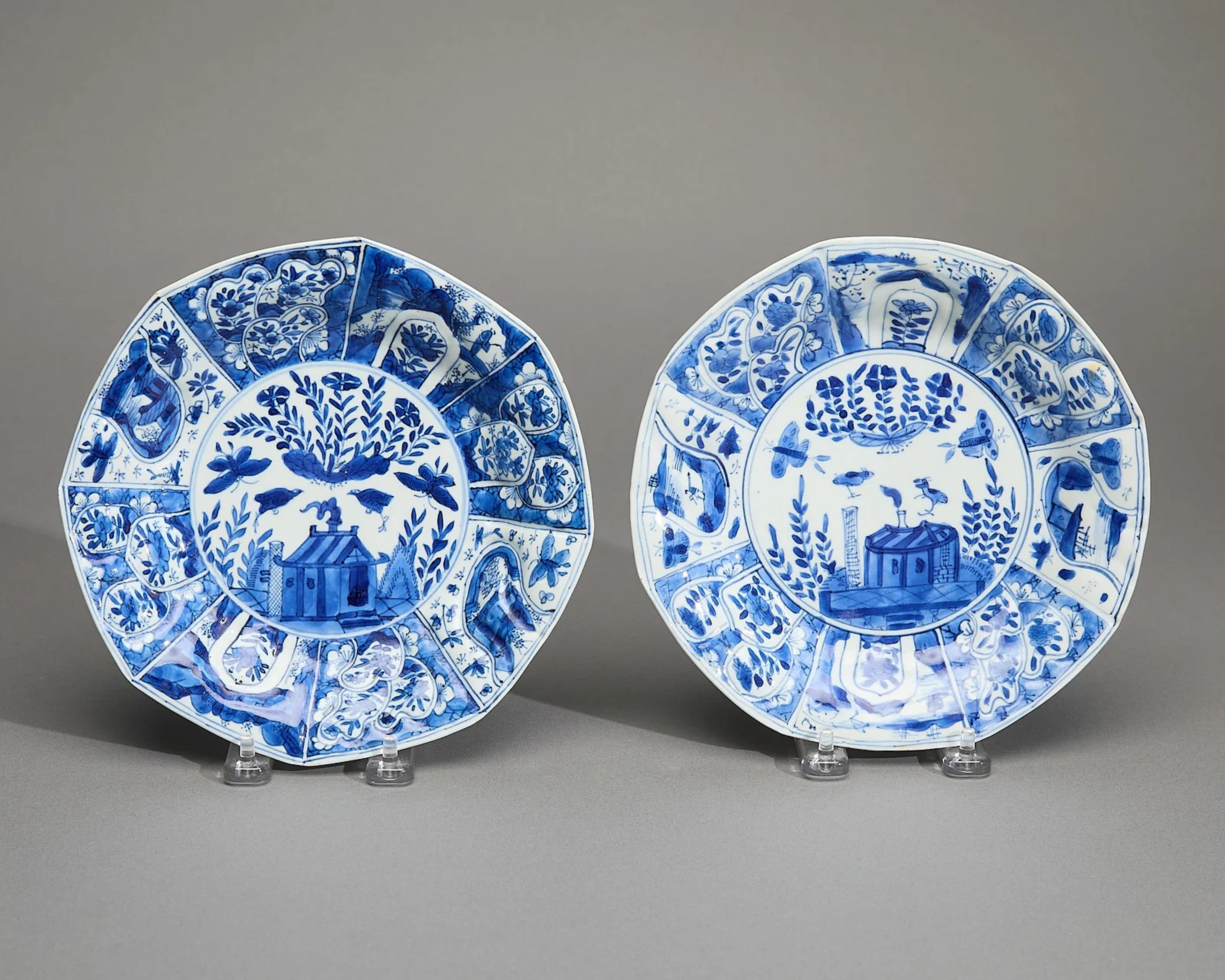 Pair "Cuckoo on the House" Octagonal Plates