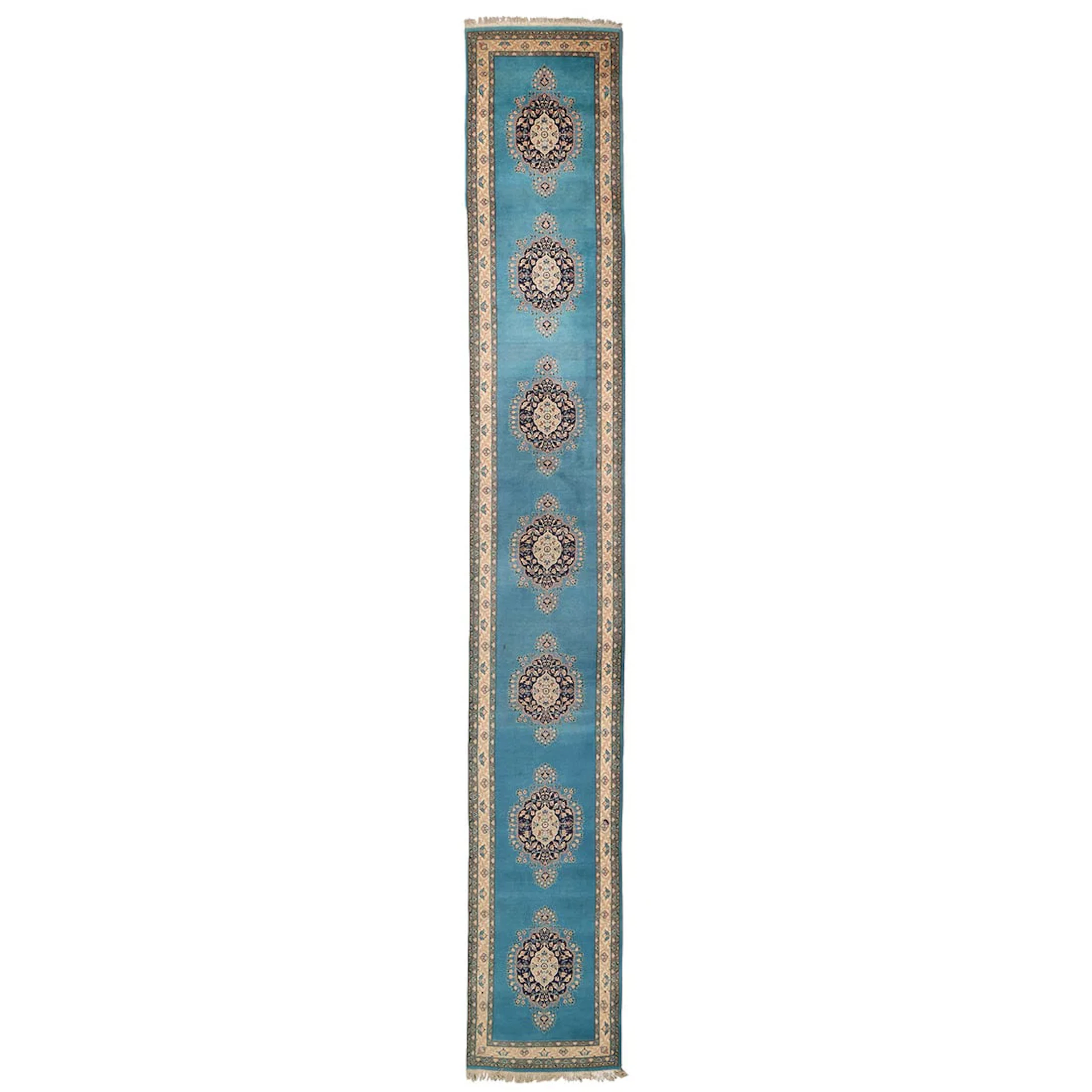 Persian Blue Floral Runner Rug 17'2" x 2'7"