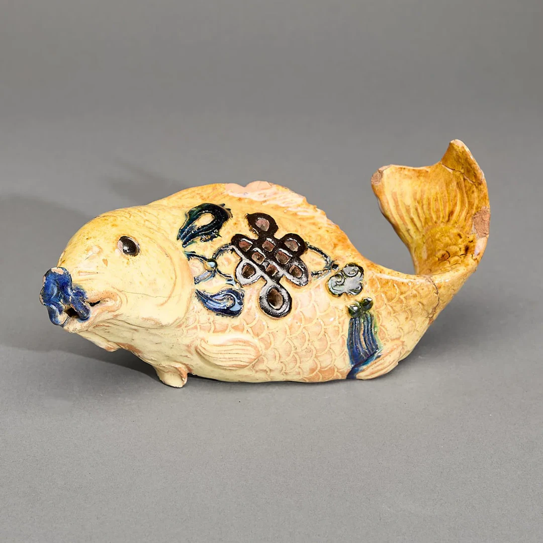 Chinese Qing Ceramic Fish Form Incense Holder