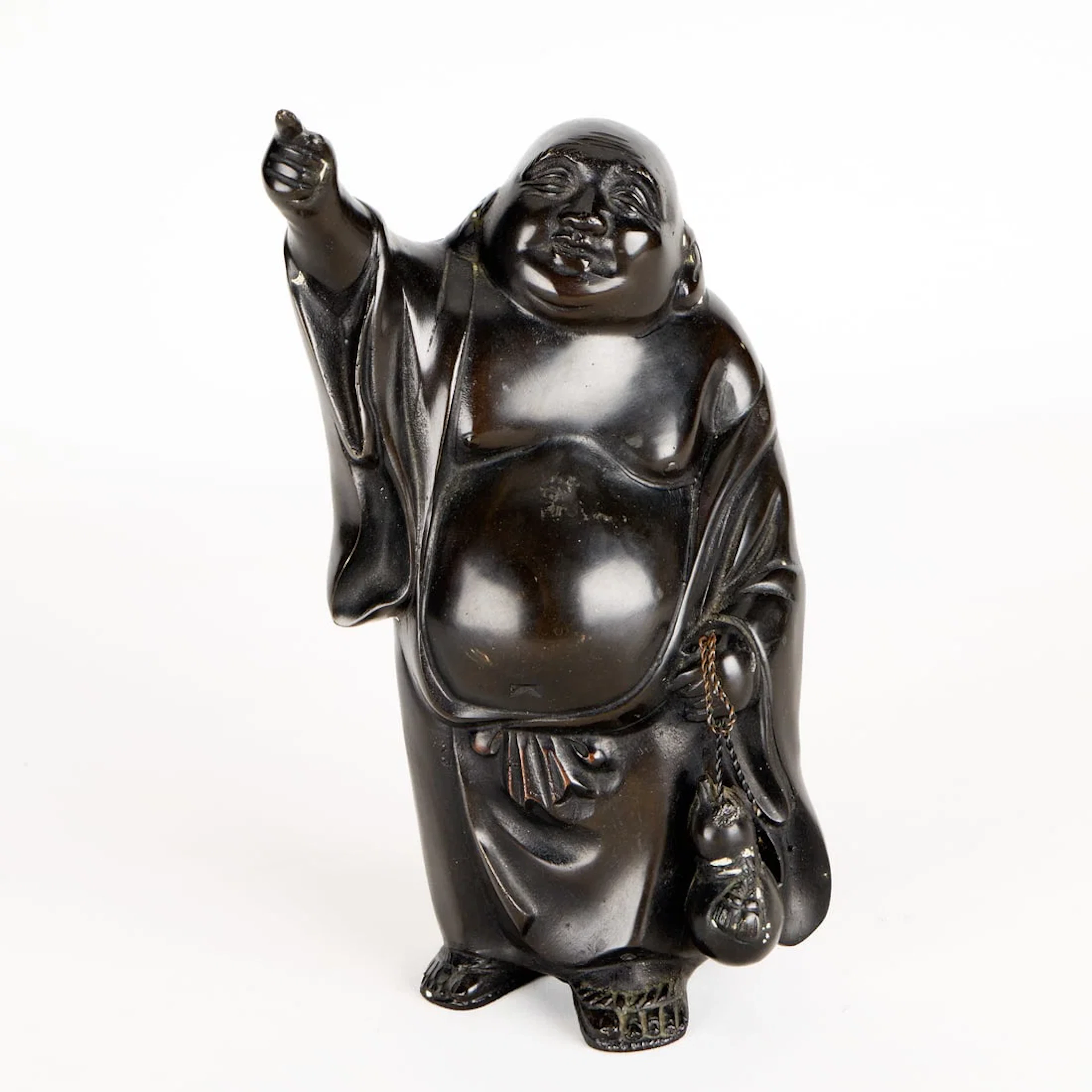 Japanese Meiji Bronze Laughing Buddha Figure