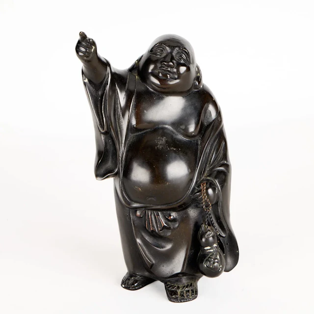 Japanese Meiji Bronze Laughing Buddha Figure