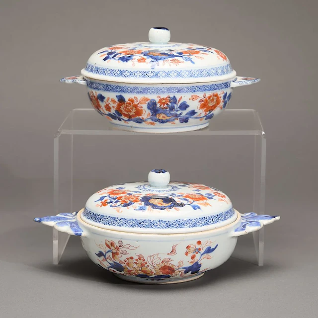 2 Chinese Imari Ecuelles & Covers