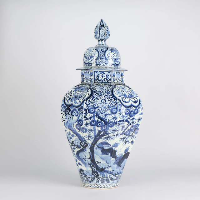 Lrg Japanese Arita Ware Porcelain Baluster Vase