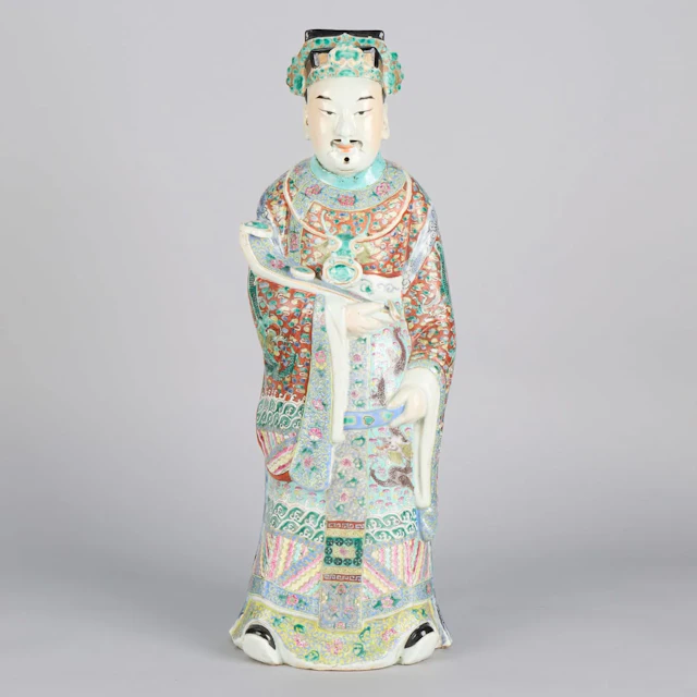 Chinese Famille Rose Porcelain Lu Xing Figure