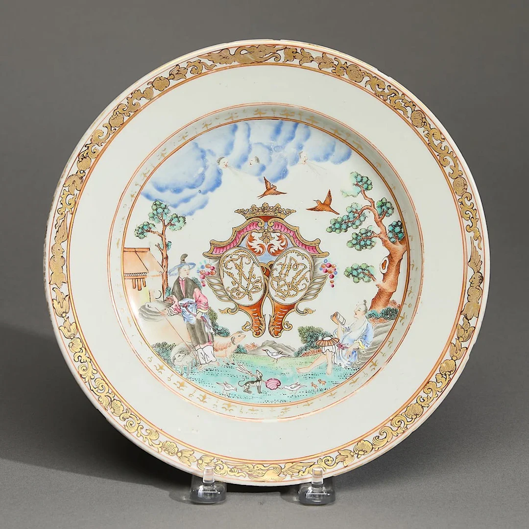 Unusual Chinese Export Marriage Plate