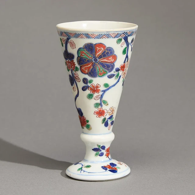 Rare Chinese Export Verte Imari Goblet
