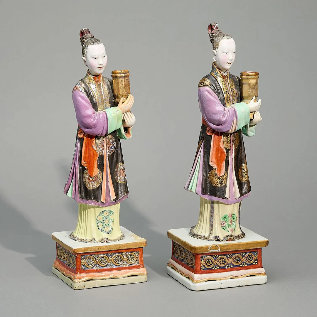 Pair Court Lady Candleholders