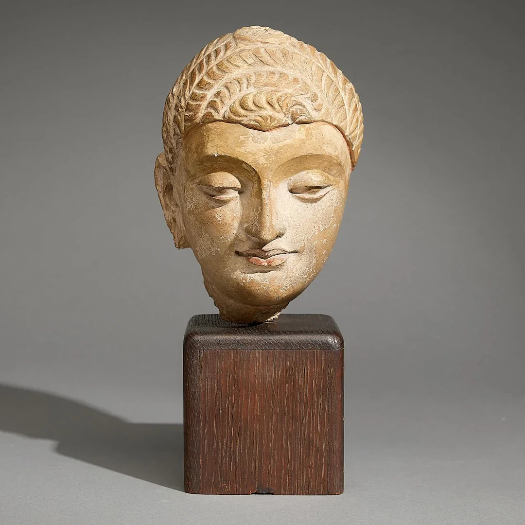 Ancient Gandharan Stucco Head of Buddha