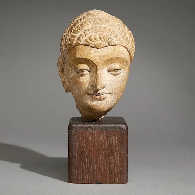 Ancient Gandharan Stucco Head of Buddha