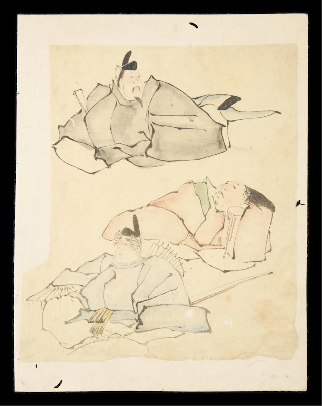 19th c. Japanese "3 Scholars" Ink Painting