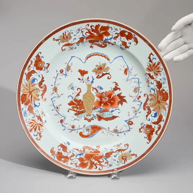 Large Chinese Export Iron-Red & Gilt Charger