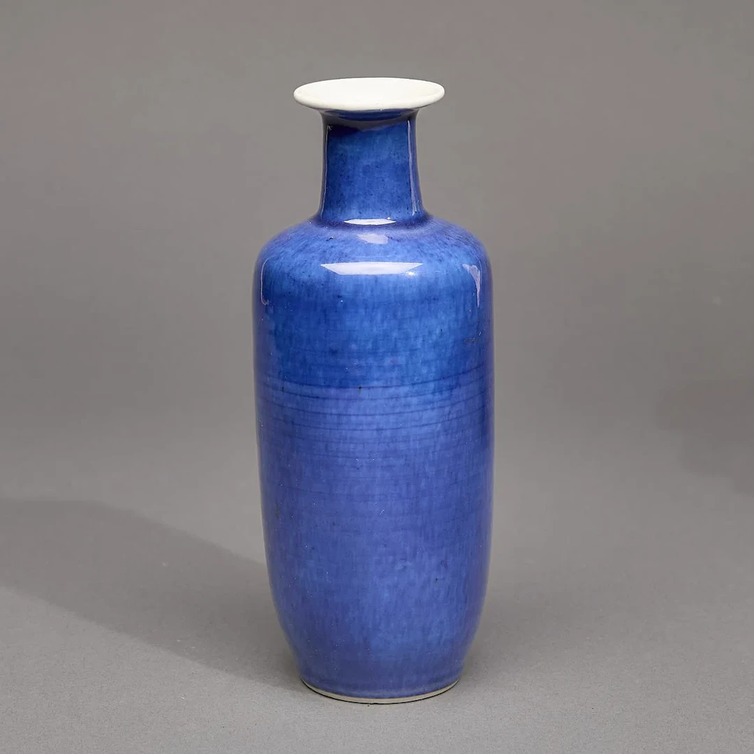Chinese Qing Porcelain Powder Blue Rouleau Vase