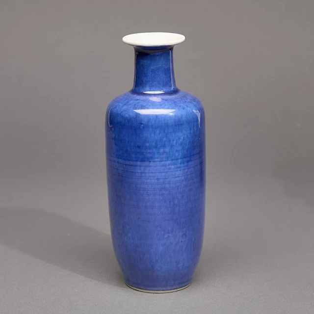 Chinese Qing Porcelain Powder Blue Rouleau Vase