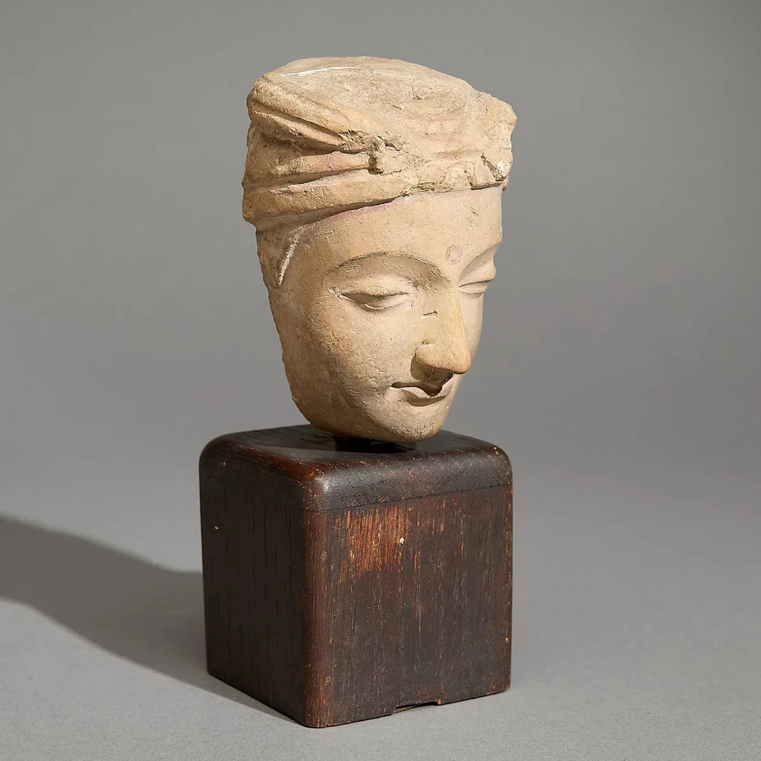 Ancient Gandharan Stucco Head of a Bodhisattva