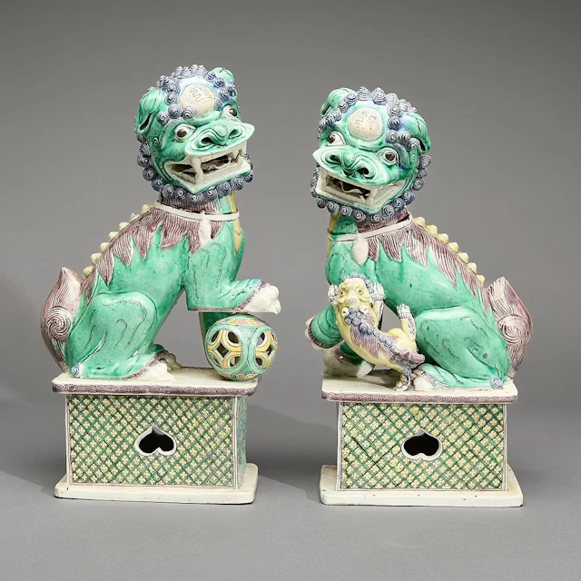 Pr Chinese Kangxi Famille Verte Shishi Lions