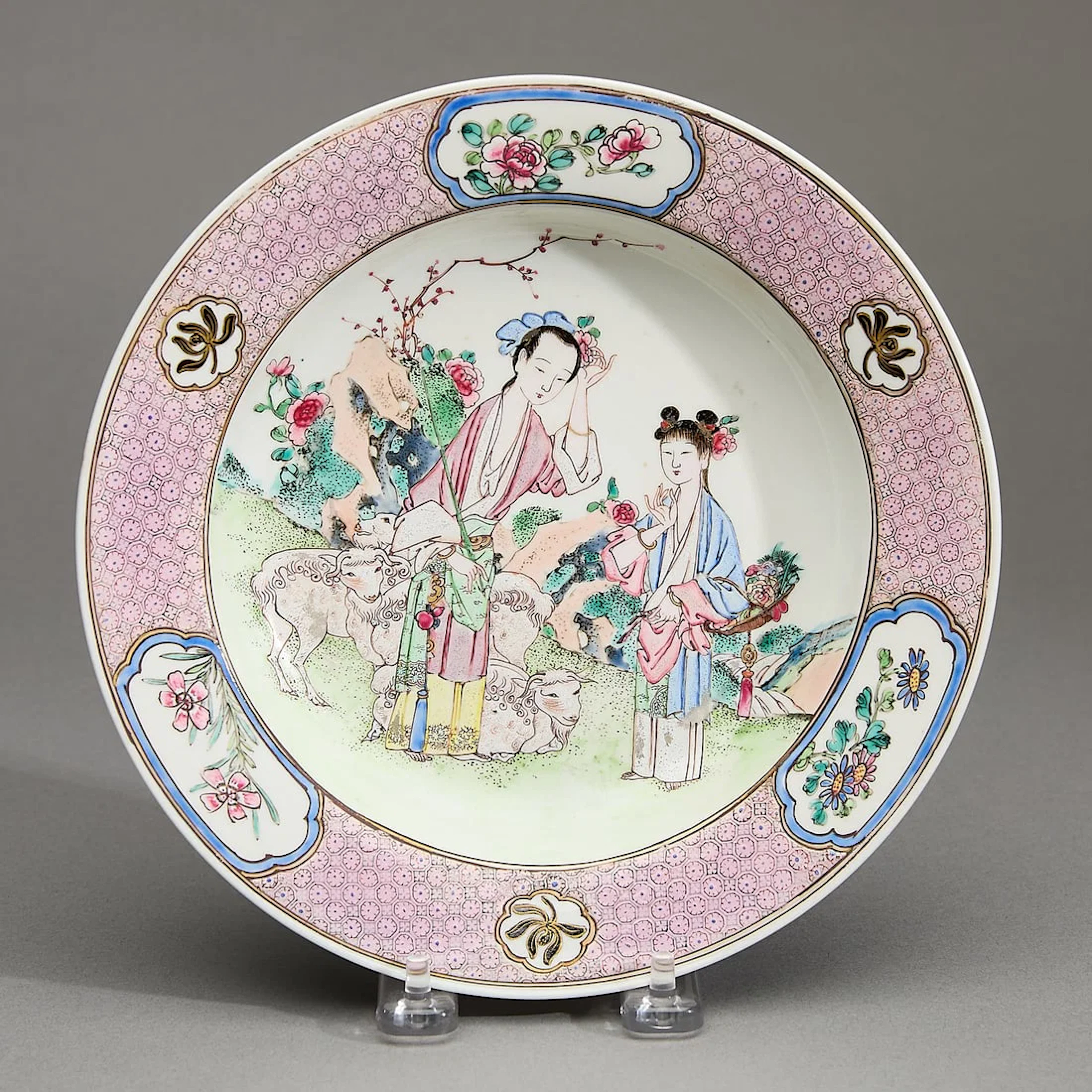 Famille Rose Eggshell Shepherd Plate